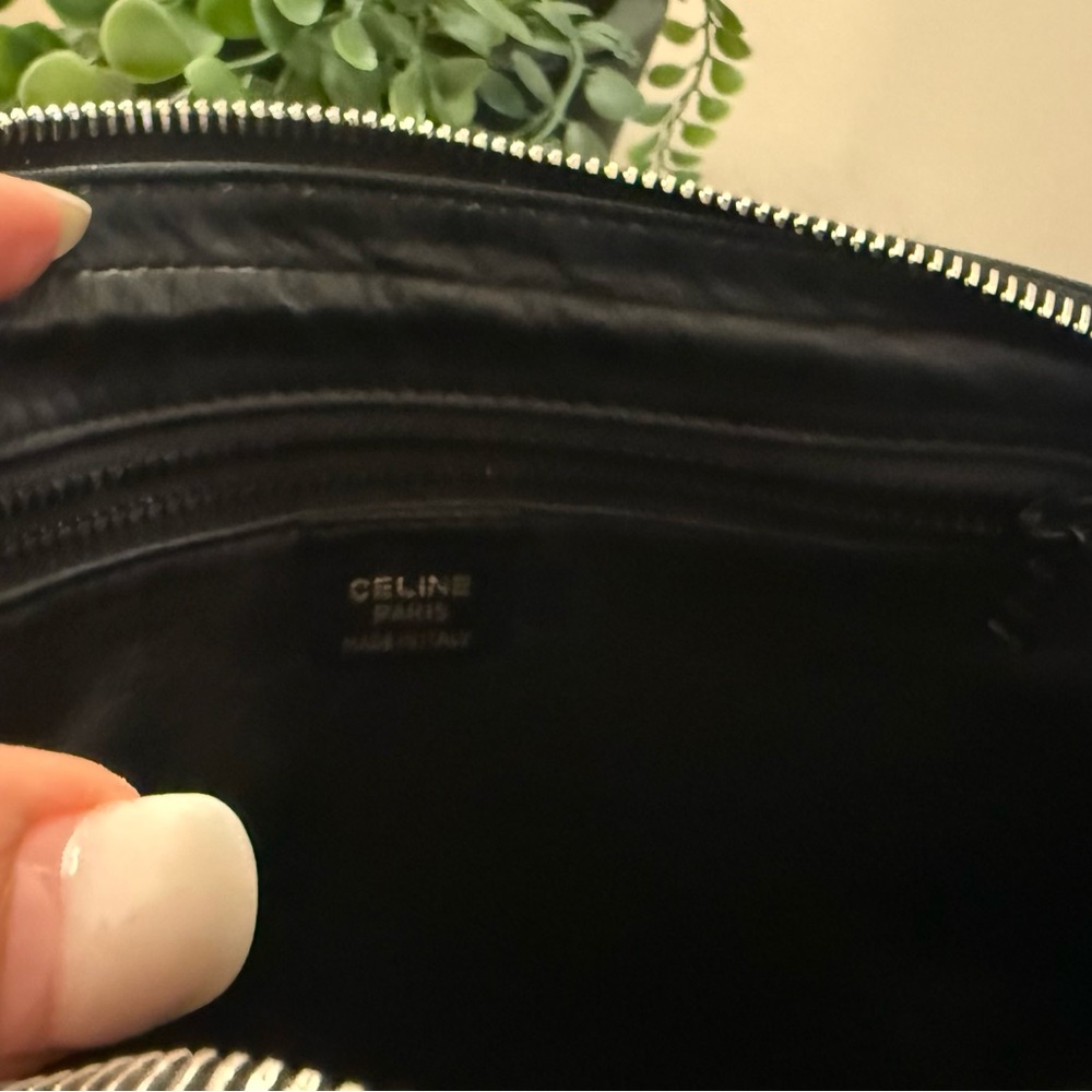 Celine unisex Black Leather Wristlet clutch bag vintage - Picture 9 of 17